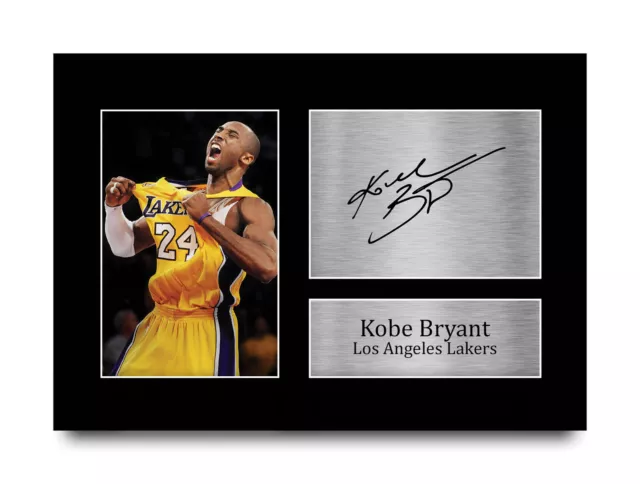 Kobe Bryant Signed A4 Framed Printed Autograph LA Lakers Basketball Print Gift