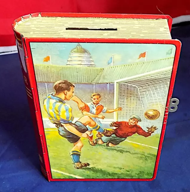 Vintage Tinplate “The Sharp Shooter” Football Themed Money Box, Chad Valley Eng.