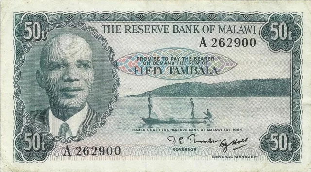 Malawi 50 Tambala 1964 ~ P-5 ~ First Year Of Issue ~  Very Nice Problem Free