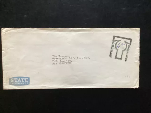 NZ 1970s 6c ‘Double Deficiency’ To pay Cover, State Insurance Brand (NZF262)