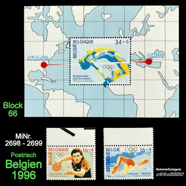 Belgien 1996, MiNr. Block 66, MiNr. 2698 - 2699, "Atlanta - Olypiade",Postfrisch