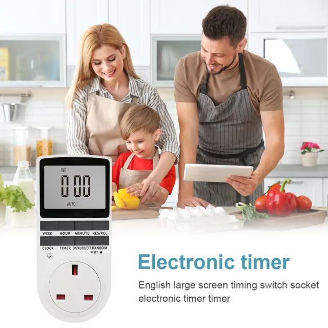 Interruttore timer digitale 230 V presa di temporizzazione elettronica spina Regno Unito presa timer cucina