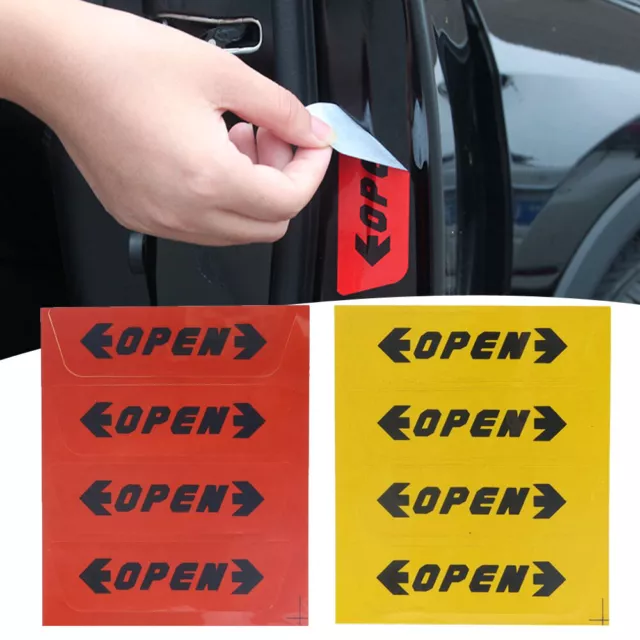 4pcs Car Door Sticker Open Warning Reflective Open Sticker Decal Safety Stickers