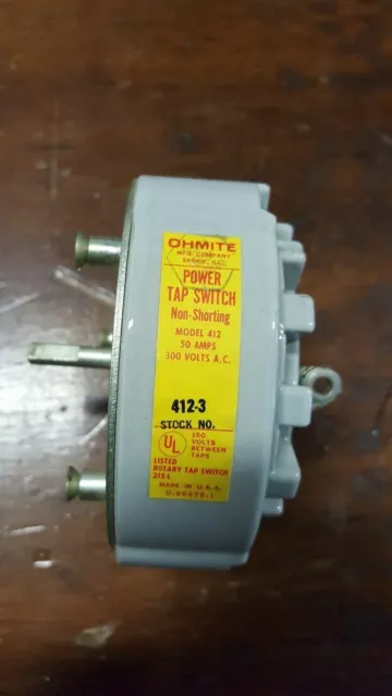 Ohmite 412-3 3 Position Rotary Tap Switch