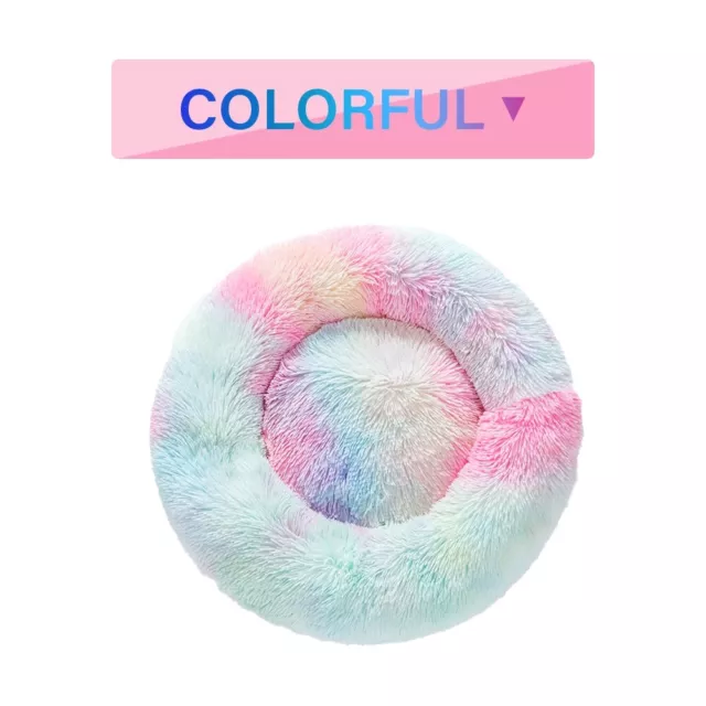Fluffy Donut Dog Bed  Warm Soft Long Plush Pet Bed Washable Pet Sofa Mat Calming
