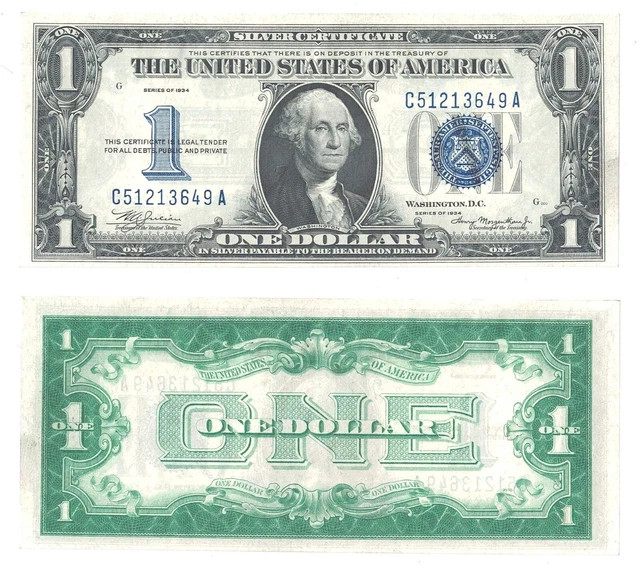 1934 $1 Silver Certificate "Funny Back" Fr 1606 AU #3649