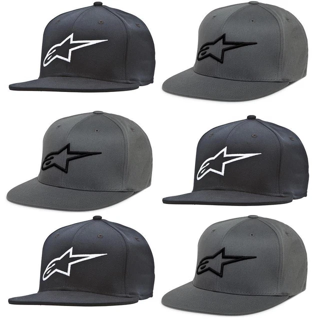 Alpinestars Ageless Flat Cap Men's Casual Peak Hat Black White Charcoal Grey