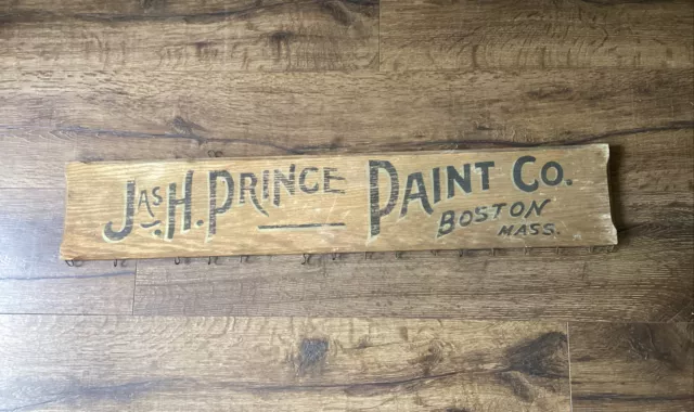 1890s Wood Painted Trade Sign Jas. H. Prince Paint Co Boston MA Mass Free Ship