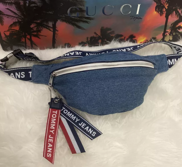 Tommy Hilfiger Fanny Pack Adjustable Strap Blue In Denim Men Women