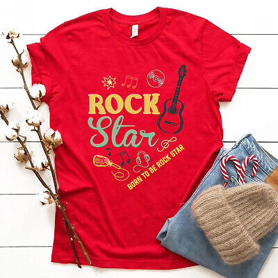 Rock Star Kids T-Shirt Born To Be Rock Star Guitar Guitarist Funny Boys Tee Top
