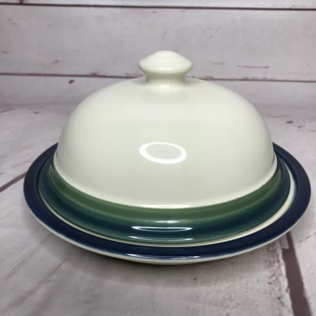 Pfaltzgraff Butter Dish Dome Round Cheese Ocean Breeze Stoneware Platter