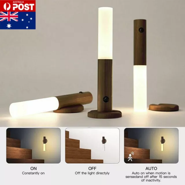 Motion Sensor LED Night Light Body Induction Wall Mount Lamp USB Rechargeable