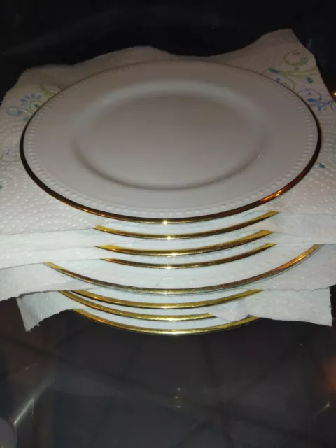 Service 8 assiettes dessert orialis dorure porcelaine de Limoges blanche or