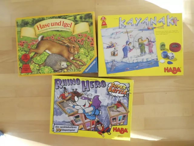 3x Spiele*Hase und Igel*Rhino Hero*Kayanak*HABA*Ravensburger