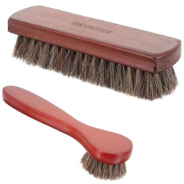 2PCS HORSEHAIR SHOE Polish Brushes Kit for Shoes & BootsIB £10.19