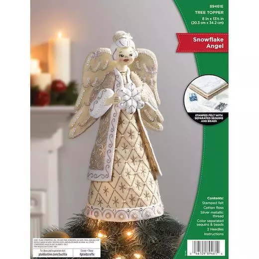 Bucilla 8"x13.5" Felt Tree Topper Applique Kit - Snowflake Angel