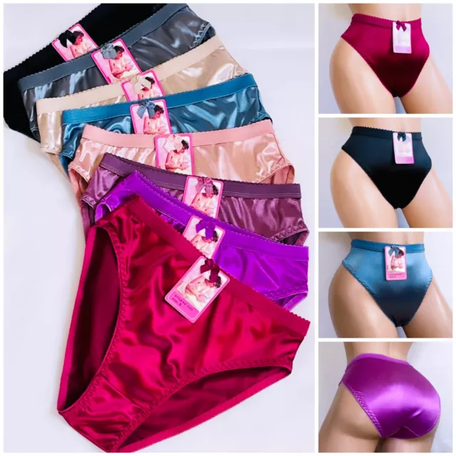 2, 3 OR6 Lingerie Satin Panties Women's Underwear Full Coverage
