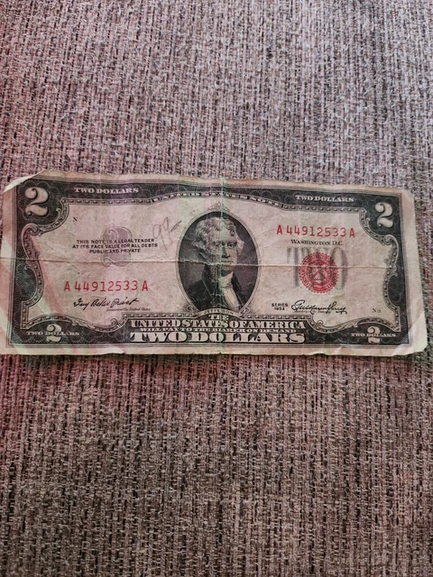 1953-C $2 Dollar Bill With Star ⭐️ Red Seal United States Note