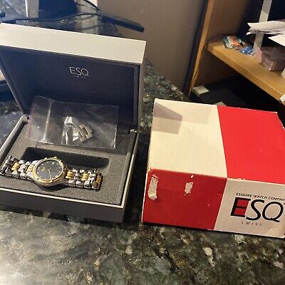 Vintage Men's ESQ 300209A Two-Tone Stainless Steel Black Dial Swiss Quartz Watch