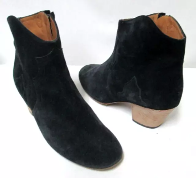 Isabel Marant The Dicker black suede ankle zip on boots made in France Size 37 7