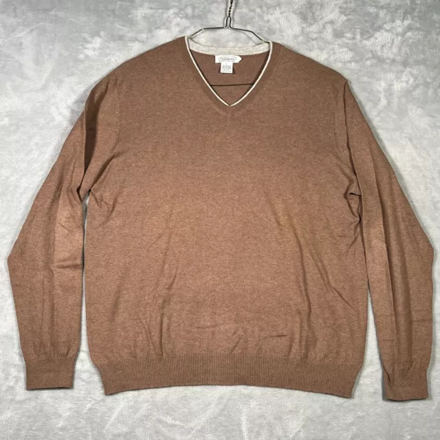 Piattelli Sweater Large Brown Cashmere Blend V Neck Pullover Barneys New York