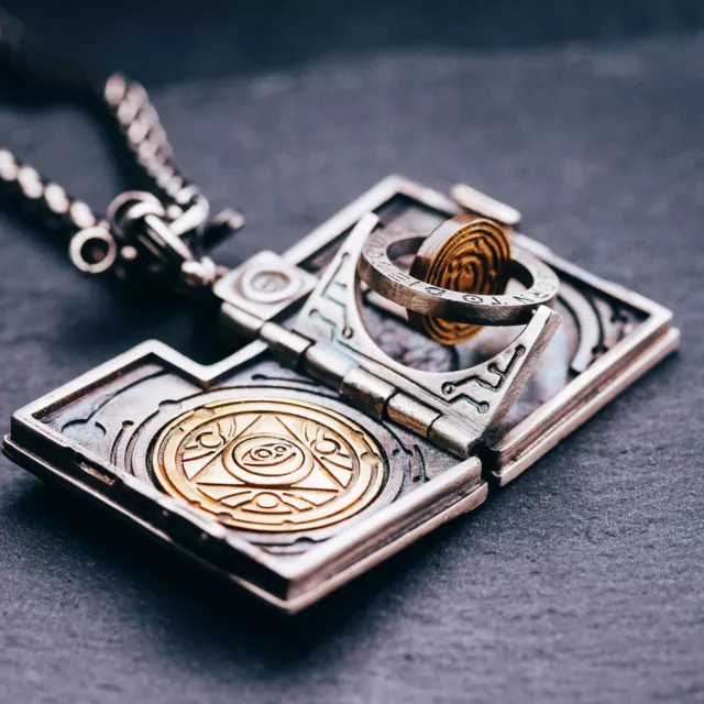 Magical Book Pendant, Locket Necklace, Sterling Silver & Brass, Gifts for Him.