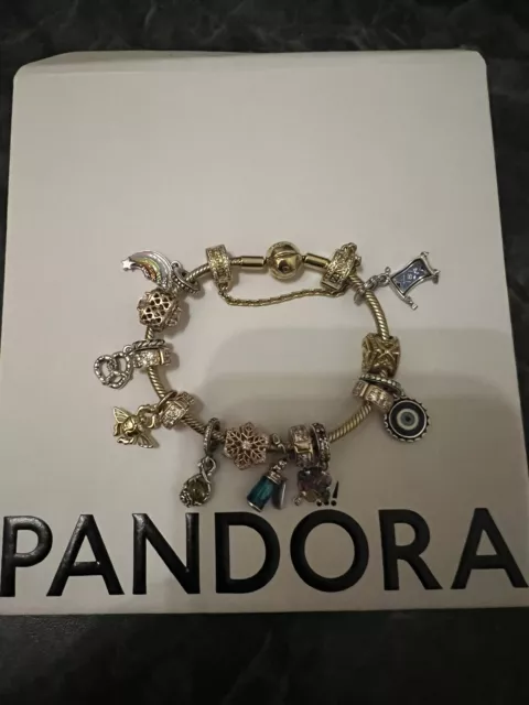 Pandora Armband Mit Charms „ Sonnenschein“ Alles Original , 18 cm