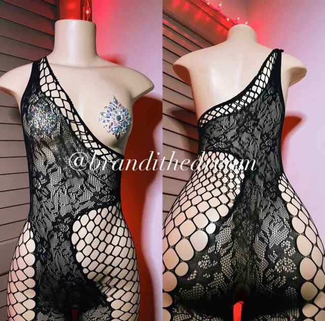 Black Lace  Jumpsuit Exotic Dancer Stripper Sexy Dancewear.