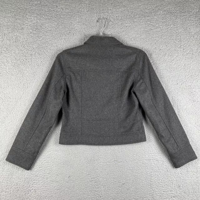 Express Womens Size 7/8 Collared Long Sleeve Snap Front Cropped Jacket Grey 2
