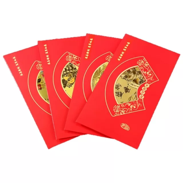 4pc 2024 Chinese New Year Of Dragon Golden Foil Coin Collection Envelope Hongbao