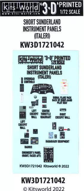 Kits World Decals 1/72 3D INSTRUMENT PANELS SHORT SUNDERLAND