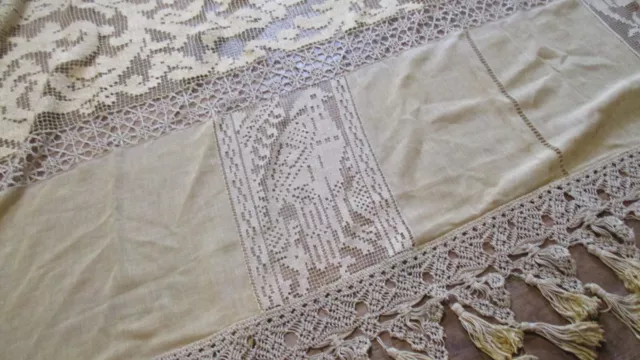 Heavenly Antique French Very Long Curtain. Belle Epoque. Parisienne. Muslin Lace