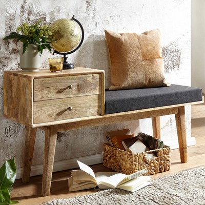 Panca da Corridoio Ingresso Patchwork Multicolore Panche Imbottita Moderno FineBuy Panchina da Interno 117x51x38 cm Velluto/Legno Massiccio Panchetta 