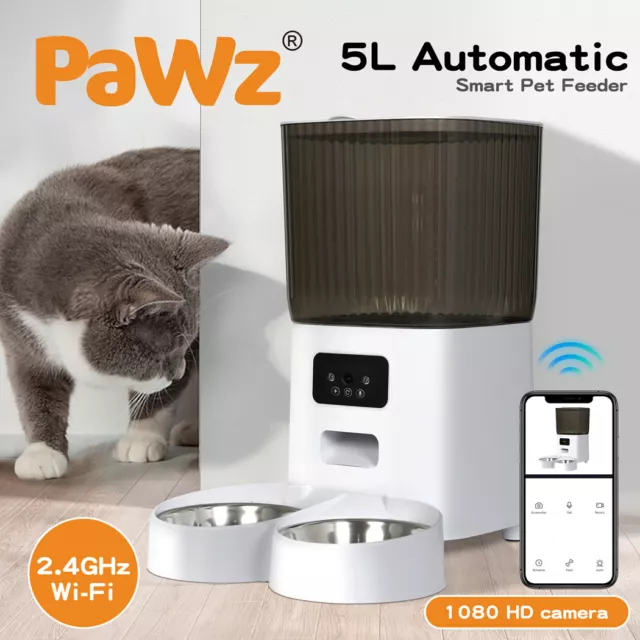 Pawz 5L Auto Pet Feeder Automatic Camera Cat Dog Smart Wi-Fi App Food Dispenser