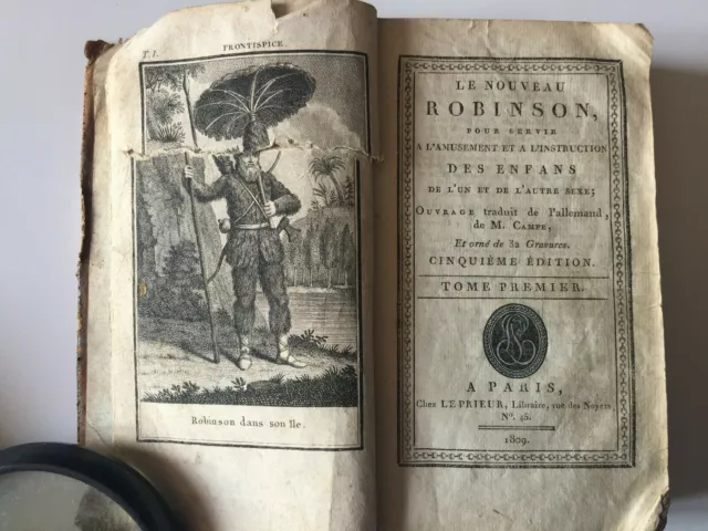 "LE NOUVEAU ROBINSON" pour servir à  .....par CAMPE - édition originale 1809-