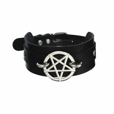 Choker Collar Pentagram Necklace PU Leather Witch Jewelry Woman Gothic Cosplay
