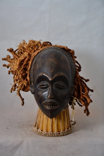 African tribal art, Chokwe Mask Mwana Pwo with Headdress African Art