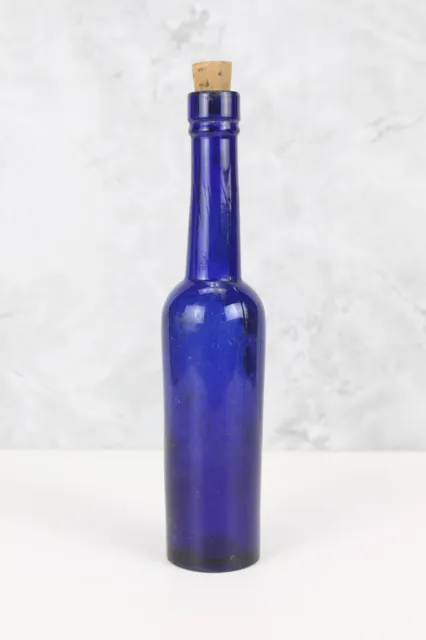 Antique Cobalt Blue Glass Medicine Bottle - Apothecary Cock Bottle Collectible