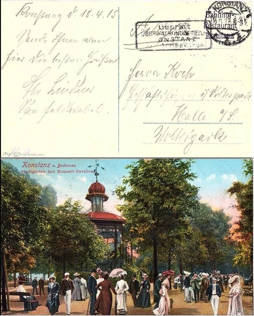 CARTOLINA GERMANIA 1915 stazione ferroviaria di Costanza ristorante