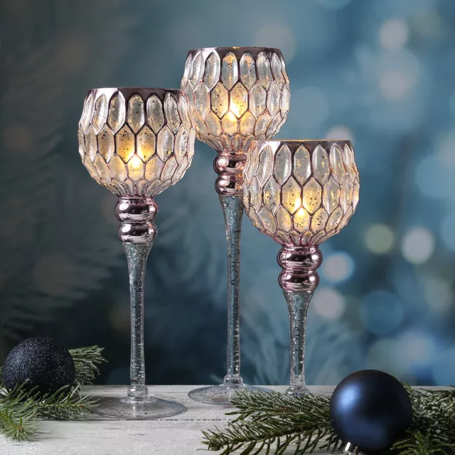 KERZENHALTER GLAS 3ER Set Kerzenständer DE Stumpenkerzen Stabkerzen Klar Leuchter PicClick EUR - 15,95