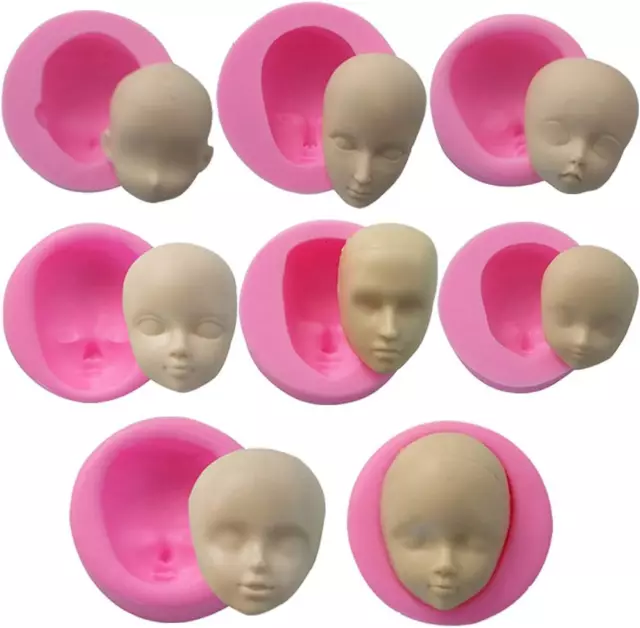 3D Doll Head Baby Face Silicone Cake Molds Model Handmade Soap Clay Plaster Mold