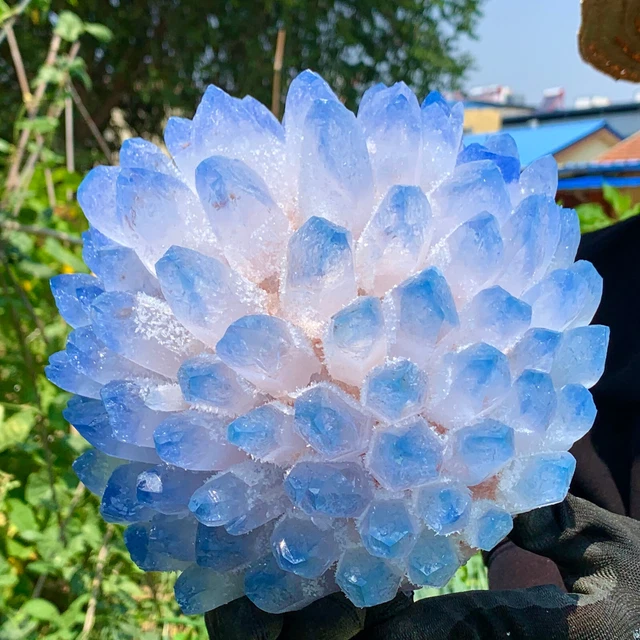 13.46LB New Find BLUE Phantom Quartz Crystal Cluster Mineral Specimen Healing 3