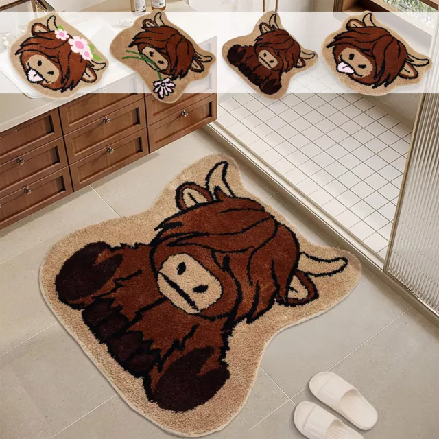 Funny Cow Entry Welcome Mat Non Slip Rubber Bedroom Living Room Rug Home Decor