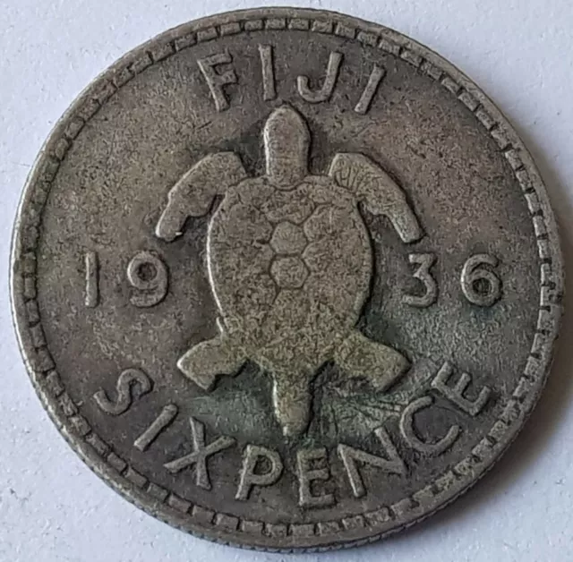 Fiji 1936 Sixpence Scarce Silver Coin