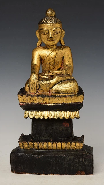 Early 19th Century, Early Mandalay, Antique Burmese Wooden Seated Buddha