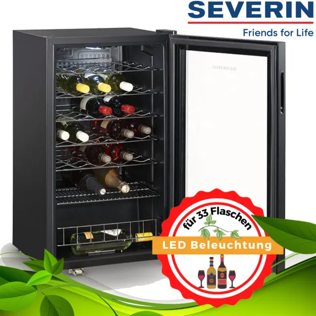 Severin Weinkühlschrank Weinklimaschrank 33 Flaschen mit LED 5 °C bis 18 °C
