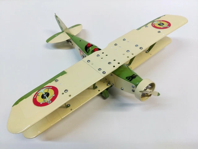 Meccano Hydravion Biplan 45cm – Constructeur Métal – Modèle Restauré
