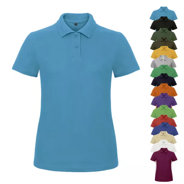 B&C Damen Polo Shirt Poloshirt ID.001 kurzarm viele Farben XS S M L XL XXL 3XL