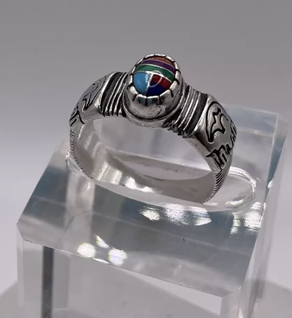 Sterling Silver Ring By Schubes Native American Gemstone 925 Size Q