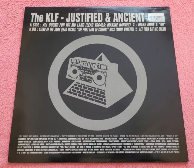 The Klf - Justified And Ancient Uk 12" Single 1991 Klf99X Rare 3
